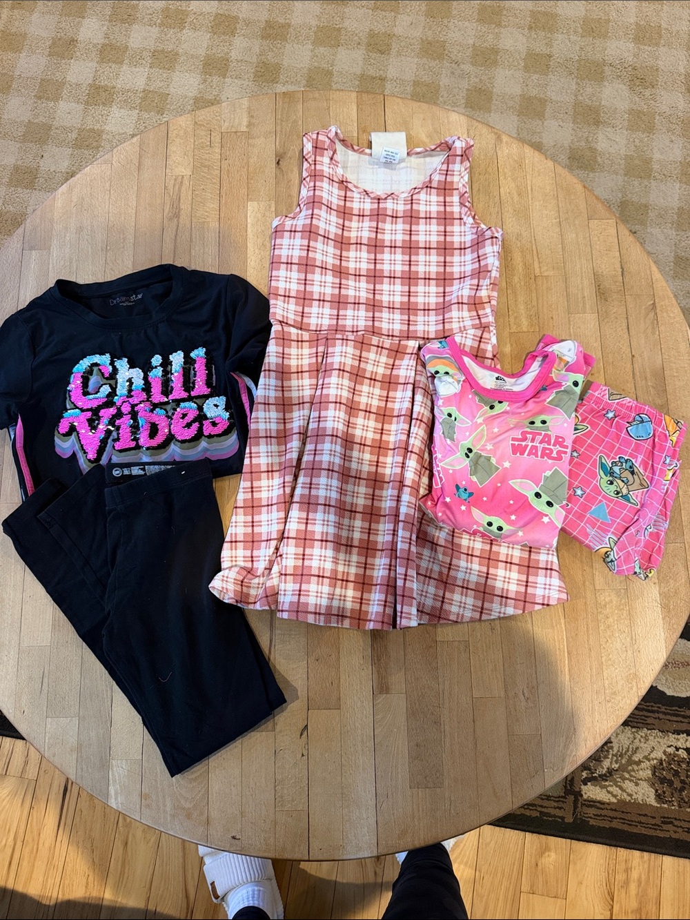 Girls Lot 10/12 Dress/Pajamas/Leggings/T shirt